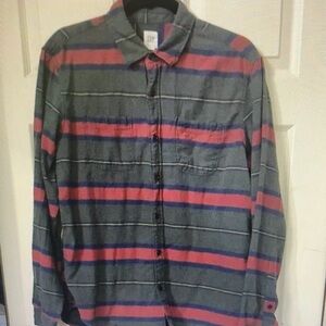 Men's Gray and Red Striped Shirt